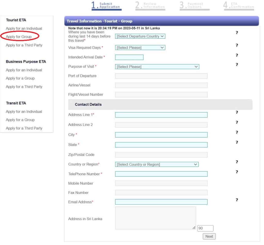 sri lanka visa application